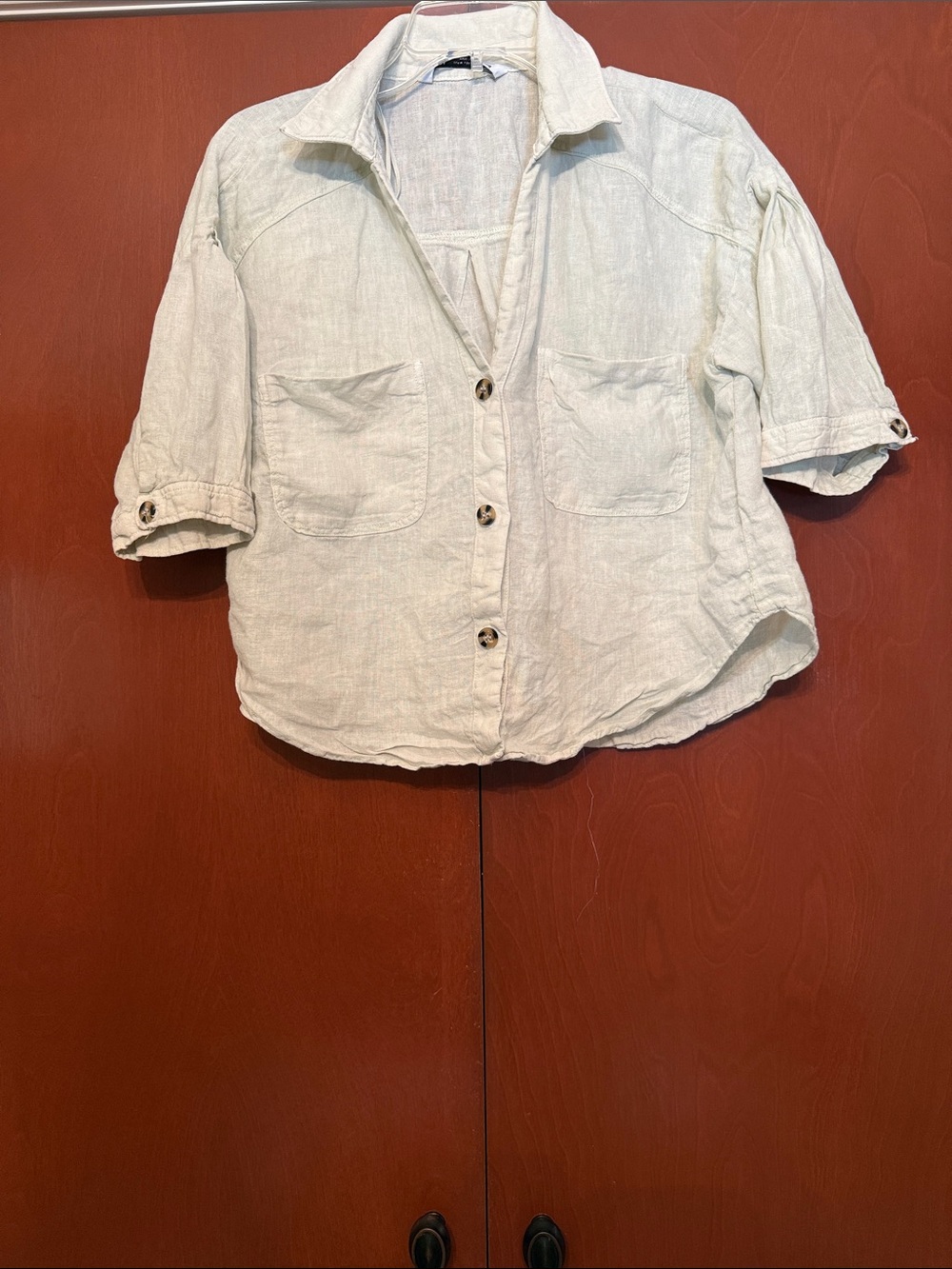 Zara Light Olive Green Linen Top